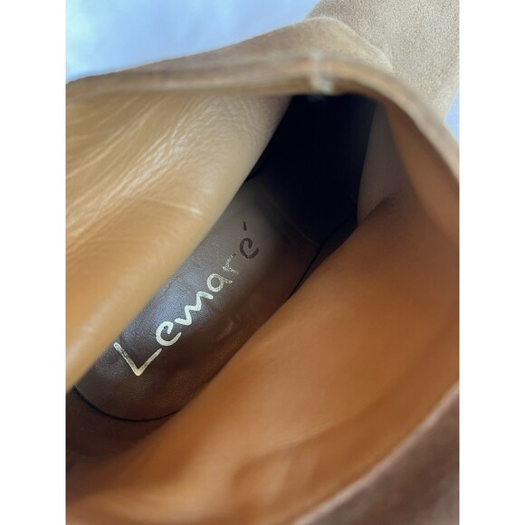 Lemare Italian Tan Beige Suede Leather High Heel Block Booties SZ EU 38 US 7.5 - Picture 11 of 11